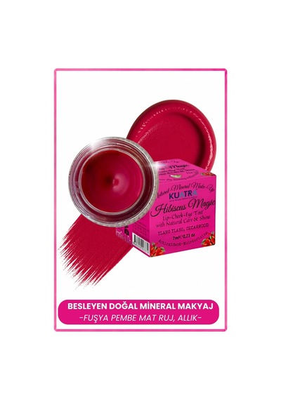 Hibiscus Magic Doğal İçerikli Çok Amaçlı Allık, Ruj, Göz Farı Makyaj Beraberinde Çok Değerli Besleyici Cilt Bakımı