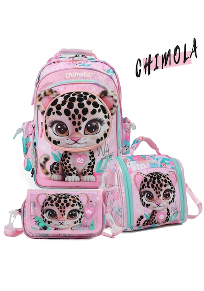 Chimola Pars 3'lü Çanta Seti İthal Pembe Baby Leo