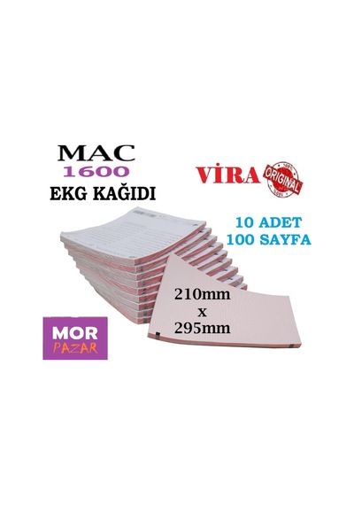 Mac 1600 Ekg Cihazı Kağıdı 210mm X 295mm Z Katlama A4 - 10 Adet 100 Sayfa