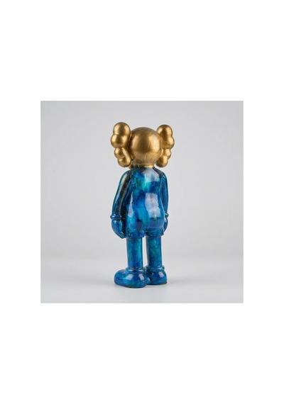 Kaw Tarzı Mavi-gold X Gözlü El Boyaması Dekoratif Figür Heykel 26 Cm