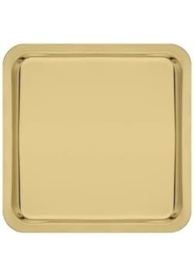 Paslanmaz Çelik Sunum Tepsisi, Gold, 21x21 Cm, Çay Kahve Pasta Tatlı Servisi, 2 Adet 15cm