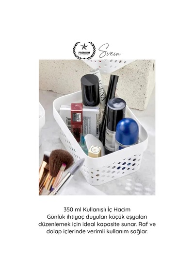 Organizer 350 Ml Plastik Organizer Sepet 3 Lü Set Çok Amaçlı Düzenleyici Saklama Kutusu Dolap İçi M Beyaz