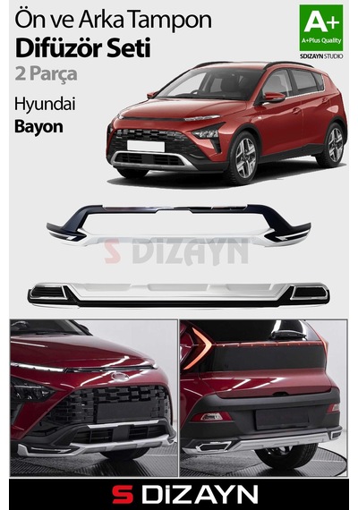 S-dizayn Hyundai Bayon Ön Ve Arka Tampon Koruma Difüzör Seti 2021 Üzeri A+ Kalite