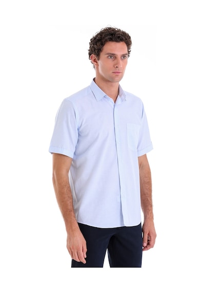 Hatemoğlu Mavi Comfort Fit Kareli Pamuklu Slim Yaka Kısa Kol Klasik Gömlek Mavi Hatemoğlu Mavi Comfort Fit Kareli Pamuklu Slim Yaka Kısa Kol Klasik Gömlek Mavi