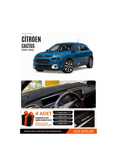 Cıtroen Cactus 2018-2020 Uyumlu Torpido Örtüsü, Torpido Kılıfı - Siyah Kahverengi