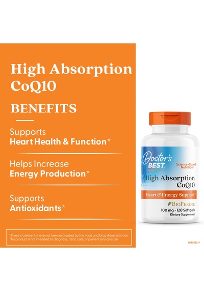 Doctor's Best High Absorption Coq10 With Bioperine 100 Mg 120 Softgels Usa Menşeii Dmmedicineden