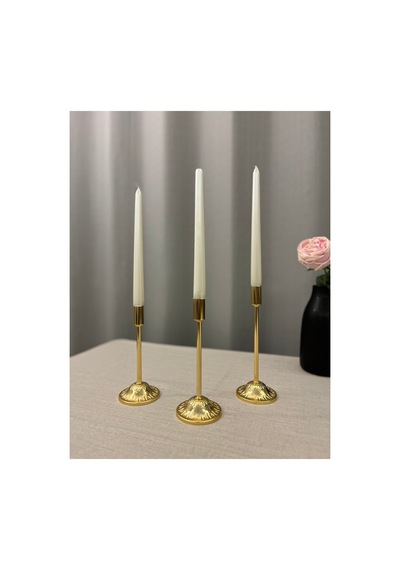 Gold Rengi Rory 3'lü Metal Şamdan & Mumluk Seti Altın - 805652319 Altın