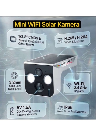 2k Mini Güneş Enerjili Akıllı Wifi Güvenlik Kamerası