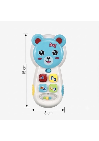 Tıfıl Toys Eğitici Aynalı Müzikli Telefon - Işıklı Sevimli Ayıcık Figürlü Bebek Gelişim Oyuncağı Mavi