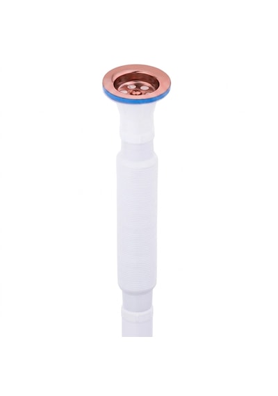 Antik Körüklü Lavabo Gider Si Fonu Üstü Paslanmaz Altı Plastik + Çekvalfli Conta Kötü Koku Böcek Kirli Su Önleyici Lavabo Gider Aparatı Rose