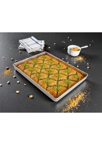 5 Adet - Tek Kullanımlık Alüminyum Tepsi - 25x35x3,5 Cm 145 Gr Gri
