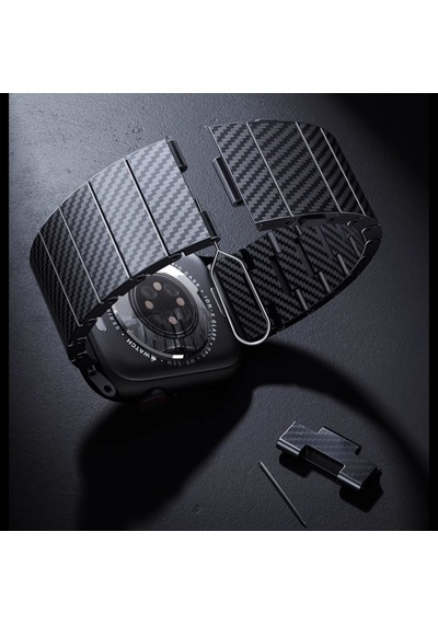 Watch Ultra 49mm Uyumlu Krd-90 600d Karbon Fiber Zore Kordon-siyah