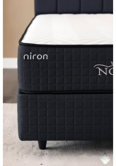 Nova Yatak 140x190 Çift Kişilik - 25 Cm Paket Yaylı Ortopedik, Orta Sert, Antrasit, Pamuklu Kumaş