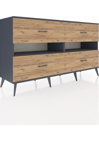 Hyperion Konsol 2 Raflı 4 Çekmeceli 176x44x99 Antrasit-antrasit/çam Antrasıt/antrasıt - Antrasıt Hyperion Konsol 2 Raflı 4 Çekmeceli 176x44x99 Antrasit-antrasit/çam Antrasıt/antrasıt - Antrasıt
