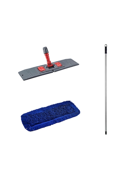 Orlon Mavi Statik Toz Mop Takımı Seti - 80 CM - 3 Adet Mop + Mop Tutucu + Sap - 1 Takım