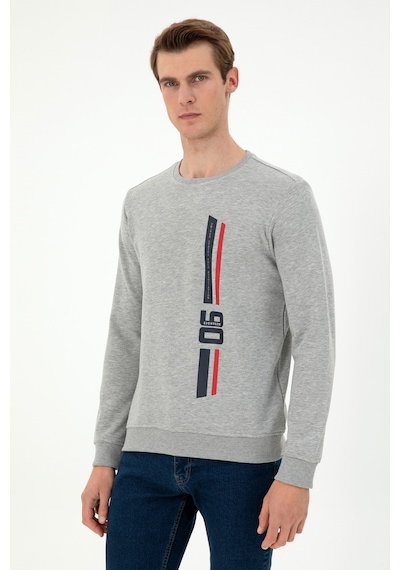 U.S. Polo Assn. Erkek Regular Fit Bisiklet Yaka Gri Melanj Sweatshirt 50293441-VR109