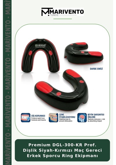 Premium Dgl-300-kr Prof. Dişlik Siyah-kırmızı Maç Gereci Erkek Sporcu Ring Ekipmanı Siyah - Kırmızı