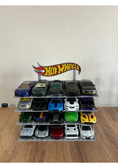 Hot Wheels Uyumlu 20 Araçlık Stand 1/64 Gri Renkli Logolu