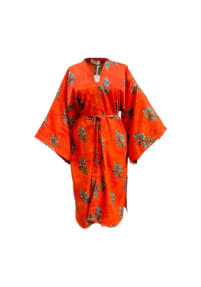 Lila Mare İthal Hint Kumaşlı Handmade Özel Tasarım Kimono Renkli Renkli