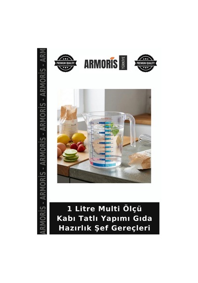 1 Litre Multi Ölçü Kabı Tatlı Yapımı Gıda Hazırlık Şef Gereçleri Çok Renkli
