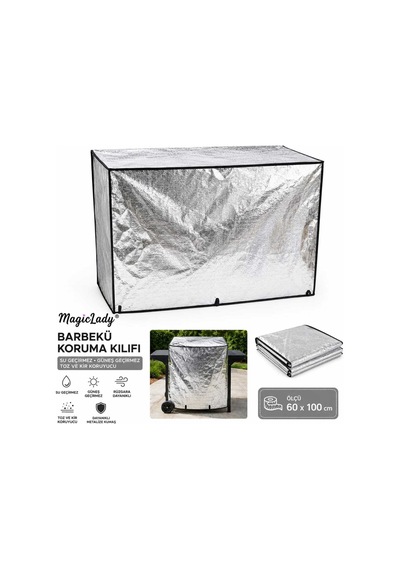 Metalize Mangal Barbekü Koruma Kılıfı 100x60x60 Cm Su Geçirmez Toz Ve Kir Koruyucu Örtü Diğer