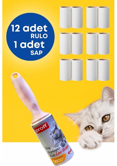 Grimor Life Tüy Toplayıcı Rulo Yapışkanlı 12 Li Yedek Rulo Kedi - Köpek Tüy Toplayıcı beyaz