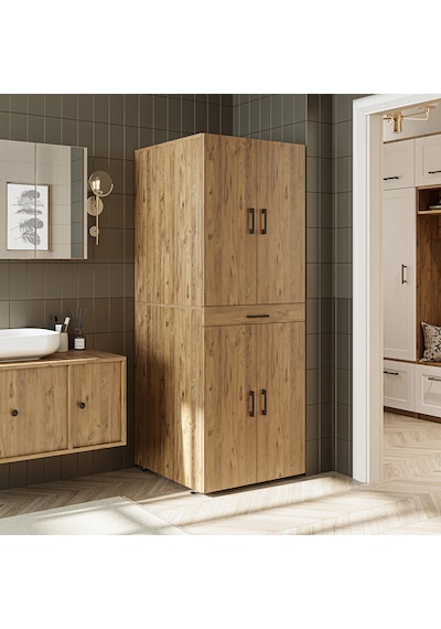 Banyo Dolabı Kapaklı Çamaşır Ve Kurutma Makine Dolabı 70x185 Cm Atlantik Çam