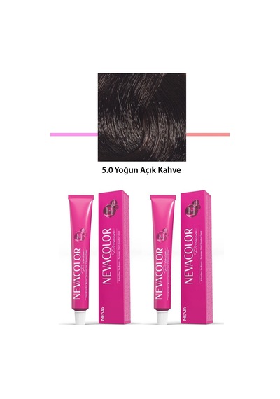 2 Li Set Premium 5.0 Yoğun Açık Kahve - Kalıcı Saç Boyası 2 X 50 G Tüp