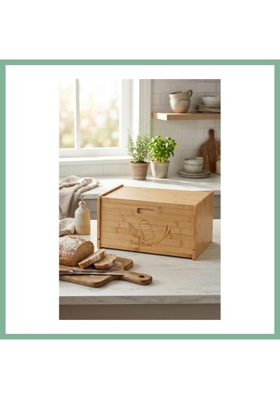 Bşkvirgo Doğal Bambu Kapaklı Ekmek Kutusu & Doğal Bambu Ekmek Dolabı 23x38x20 Cm Bsk2026 Çok Renkli
