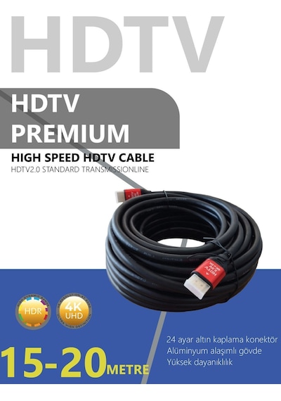 Hdtv Premium Yüksek Hızlı 4k Ultra Hd Hdmı 2.0 Ses Ve Görüntü Kablosu 20 Metre