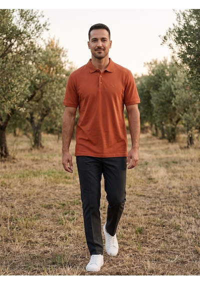 Maccali Erkek Kiremit Yazlık Basic Polo Yaka Tişört