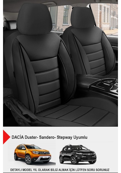 Jet Deri Oto Koltuk Kılıfı- Dacia Sandero-stepway-duster Uyumlu Siyah