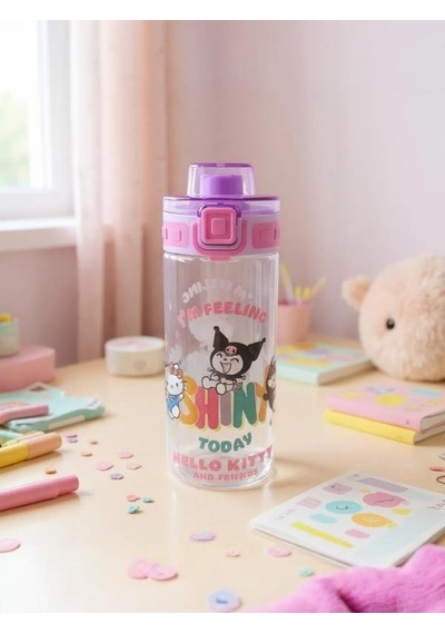 Kuromi Hello Kity Ve Arkadaşları Plastik Matara 500 Ml 3421 Çok Renkli