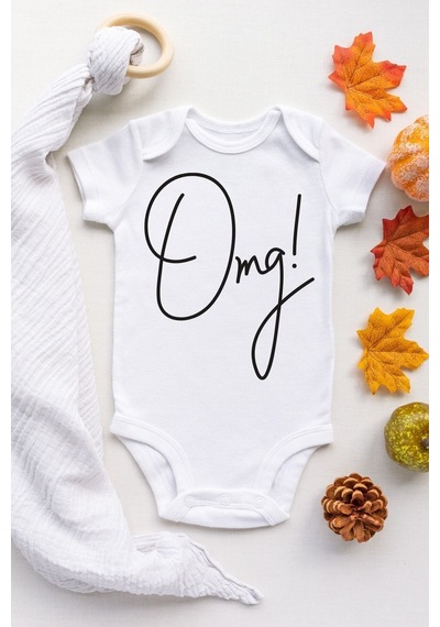 Babylimon Unisex Bebek Beyaz Omg Desenli Kısa Kol Body Beyaz - 132151353 Beyaz