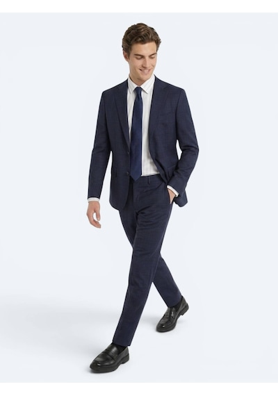 Kip Lacivert Potikare Modern Fit %100 Yün Takım Elbise