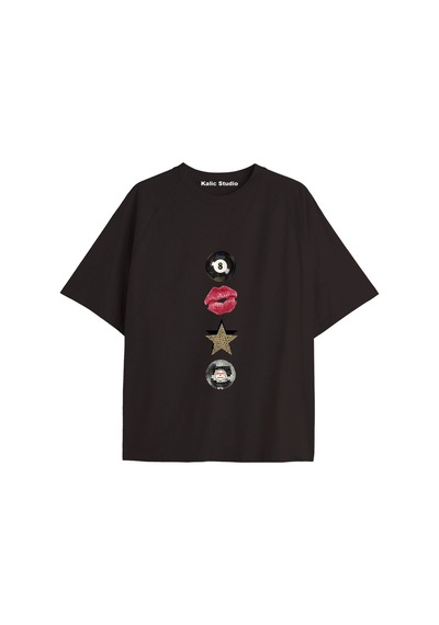 Kalic Studio Y2k Vintage Leopar Baskılı Siyah T-shirt Kod 153 Siyah-153
