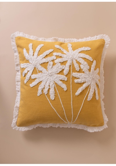 The Mia Bohem Palmiye Desenli Kırlent Hardal 45 X 45 Cm Hardal