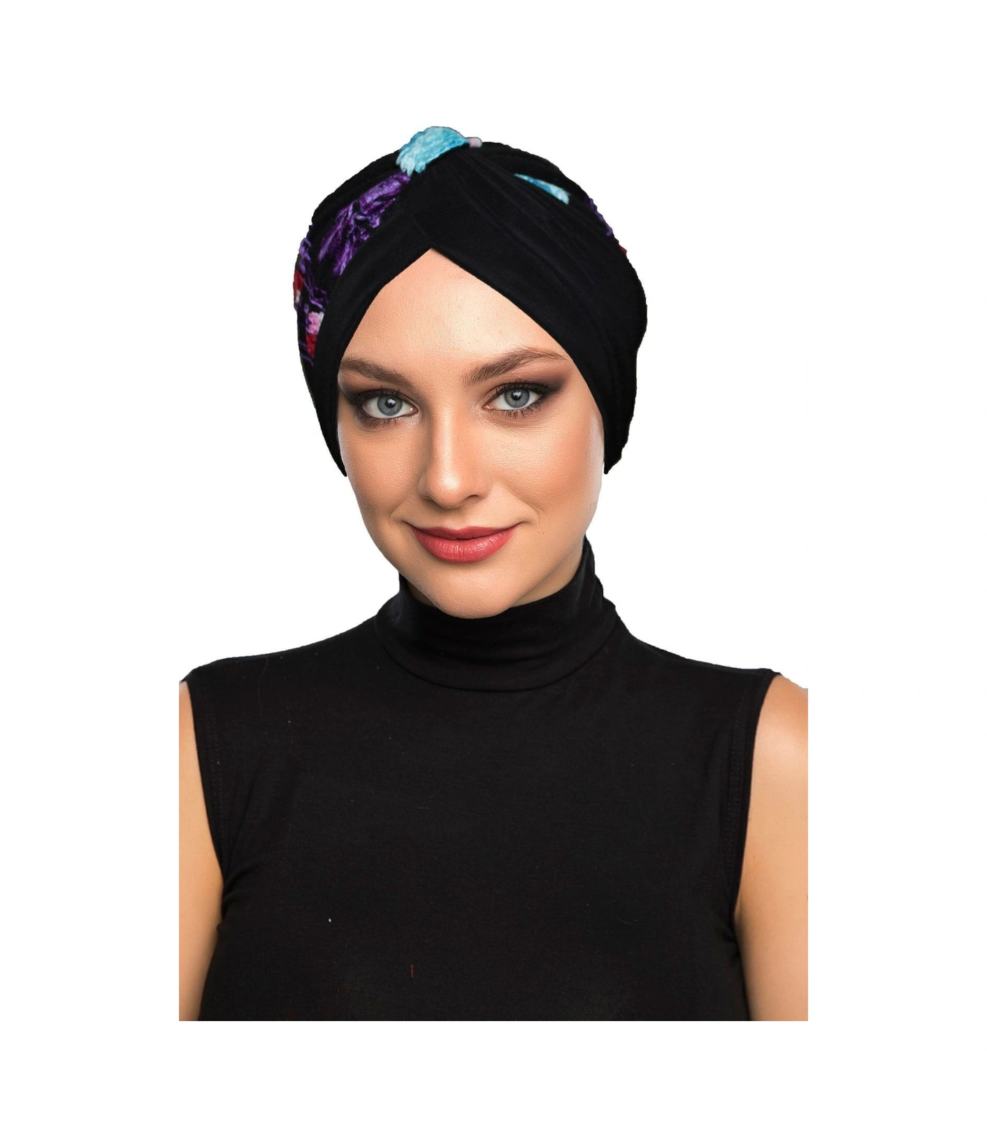 Elysianfidan Otantik Nakış Motifli Astarlı Hazır Türban Tesettür Bone Siyah Motif 6