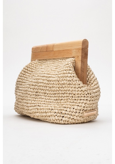 Dericlub Kadın Handmade Hasır Bohem Clutch El Çantası Zy 25009 Bej