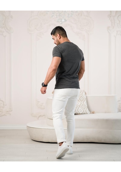 Paul Martin Bisiklet Yaka Önü Baskılı Pamuklu Basic Regular Fit T-shirt 001