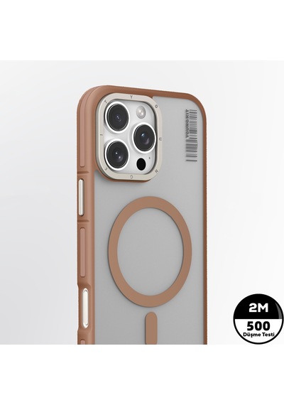 Apple iPhone 16 Pro Uyumlu Kılıf Magsafe Şarj Özellikli Youngkit Rock Sand Serisi Kapak Gold