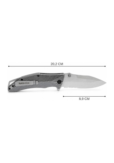Swisstech Katlanır Cep Kamp Çakısı - Swiss+tech - St014005 Gri