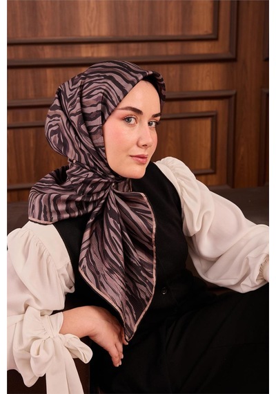 Silk Home Tivil İpek Eşarp Ist 11495 - 01 Füme Zebra Desen Füme