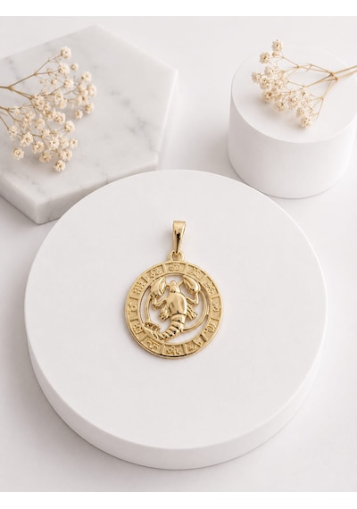 Melekcehobi Yengeç Burcu Kolye Ucu Xuping 14k Gold Kaplama Astroloji Madalyon Kolye Ucu Altın Rengi