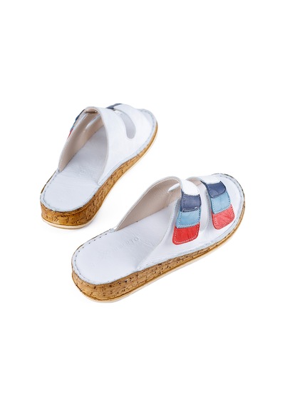 Hakiki Deri Kassid Beyaz Comfort Terlik 001