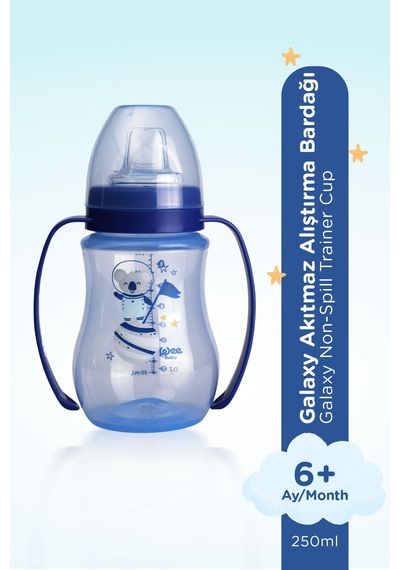 Galaxy Kulplu Alıştırma Bardağı Bebek Suluk 250 Ml 6+ Ay Mavi
