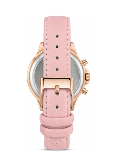 Kadın Kol Saati Pembe Deri Kordon Rose Gold Kasa Pembe Analog Kadran St-304456