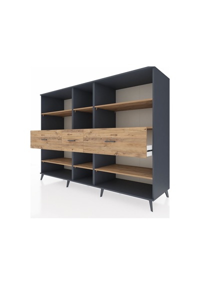 Kronos Dolap 9 Raflı 3 Çekmeceli 220x59x163 Antrasit-çam Antrasit-çam Kronos Dolap 9 Raflı 3 Çekmeceli 220x59x163 Antrasit-çam Antrasit-çam