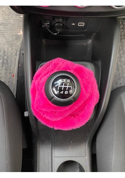 Yumuşak Peluş Vites Körüğü Vites Süsü Fuşya Pembe