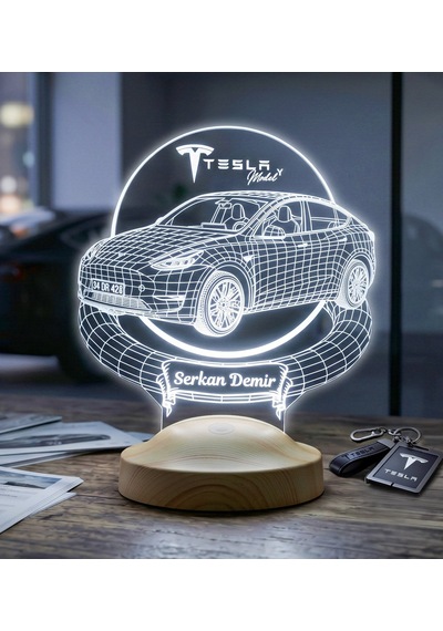 Tesla Model Y Kişiye Özel Led Lamba, Tesla Sahiplerine Hediye, Otomobil Tutkunlarına Özel Masa Lambası